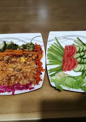 عکسی از دستور لوبیا پلو با مرغ ریش شده