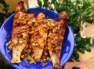 Hình của món Cá hường chiên sả.