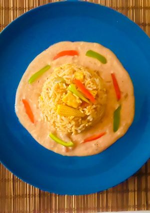 A picture of Instant Pot Meal Recipe in 15 Minutes🤘~Quick Rice with Pink Sauce😋.