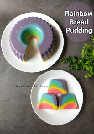 Foto resep Rainbow Bread Pudding