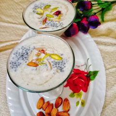A picture of Banana and Almond milk shake.