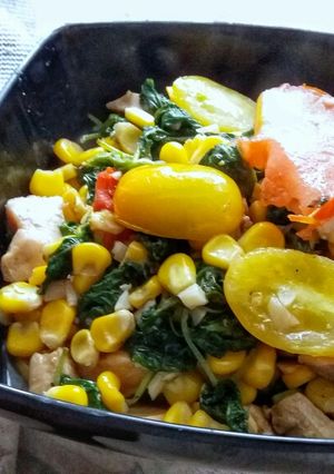 A picture of Stir Fried Chicken and Spinach.
