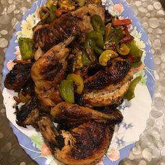A picture of Roast Chicken with Veggies.