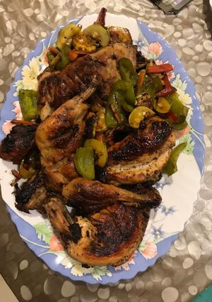 A picture of Roast Chicken with Veggies.
