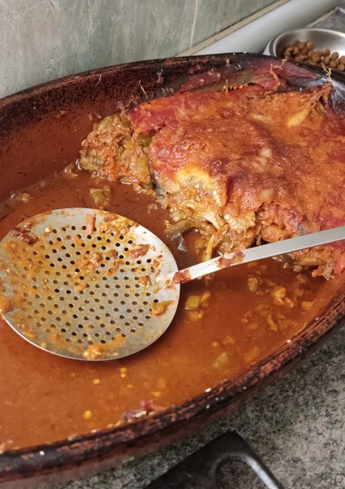 Una foto de Lasaña de berenjena y/o calabacín