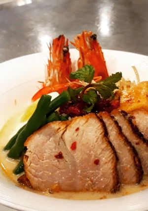 Hình của món Laksa singapore (mì hải sản singapore).