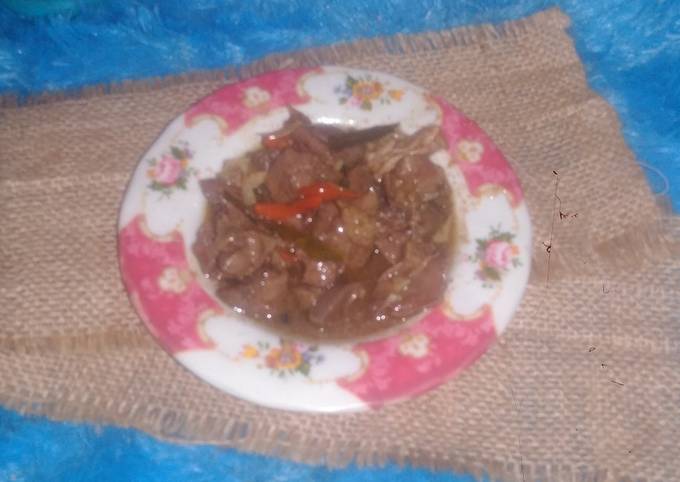 Resep 510. Ati ampela pedas manis yang Lezat