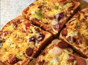 A picture of bread cheese pizza