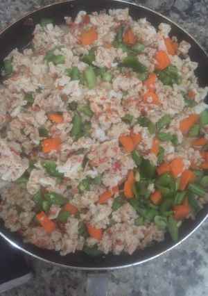 A picture of Eggy Fried Rice with Salad.
