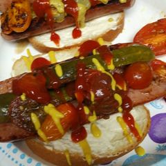 A picture of Fried Tomato and Sausage Sandwich.