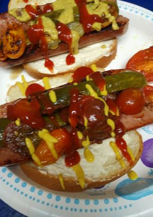 A picture of Fried Tomato and Sausage Sandwich.