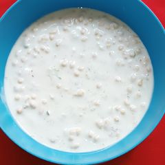 A picture of Cucumber and Bundi Raita.