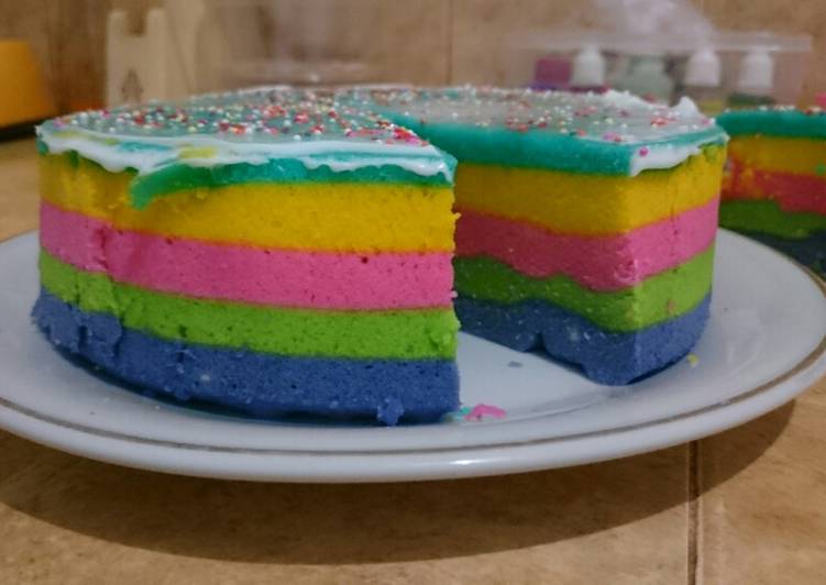 Resep Bolu Kukus pelangi 🌈putih telur Anti Gagal