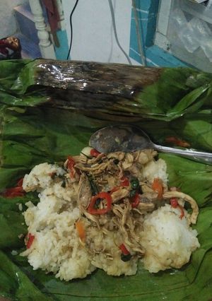 Foto resep Nasi Bakar ayam + pindang suwir