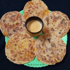 A picture of Amaranth flour aloo paratha for vrat.
