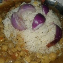 White channe with boil rice A picture of White channe with boil rice.