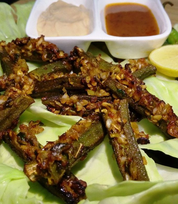 A picture of Baked ladyfinger/ baked bhindi.