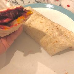 A picture of Chicken beetroot wraps.