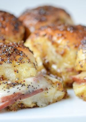 A picture of Hot ham and cheese sammies.
