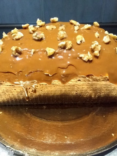 Una foto de Budín de avena, dulce de leche y nuez