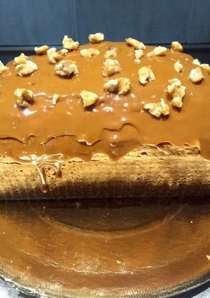 Una foto de Budín de avena, dulce de leche y nuez