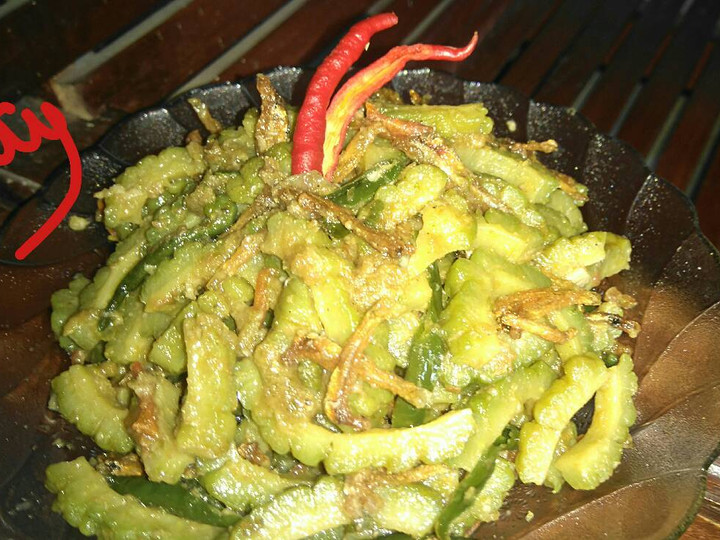 Resep Tumis pare teri cajo pedas Anti Gagal