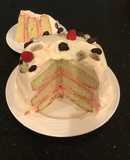 Almond Layer Cake with Rasberry Cream Filling