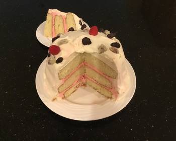 Without Fail Make Recipe Almond Layer Cake with Rasberry Cream Filling Delicious