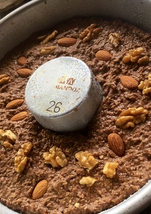 Una foto de Budín de avena, chocolate y frutos secos