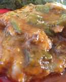 Chuletas de cerdo en salsa de Morrón con curry de la India