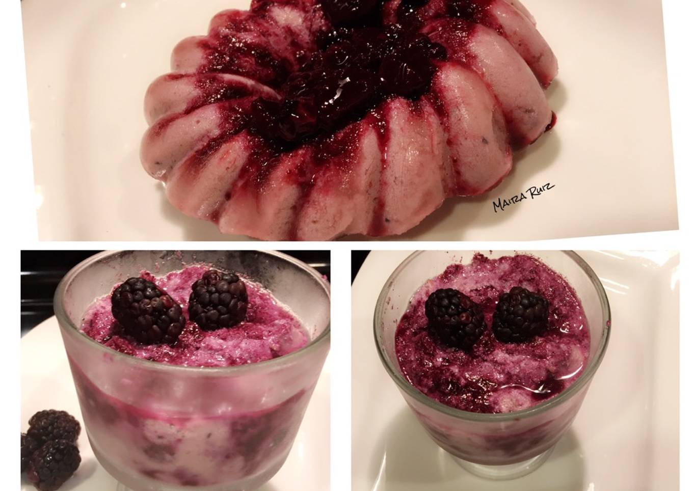 Postre vegano pudín de tofu y frutos del bosque