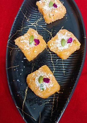 A picture of Instant Coconut Burfi (No Cook).