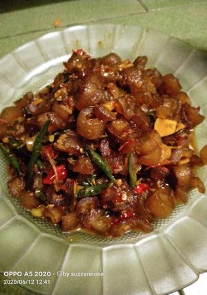 Foto resep 3) Tumis kikil sapi kecap cabe ijo
