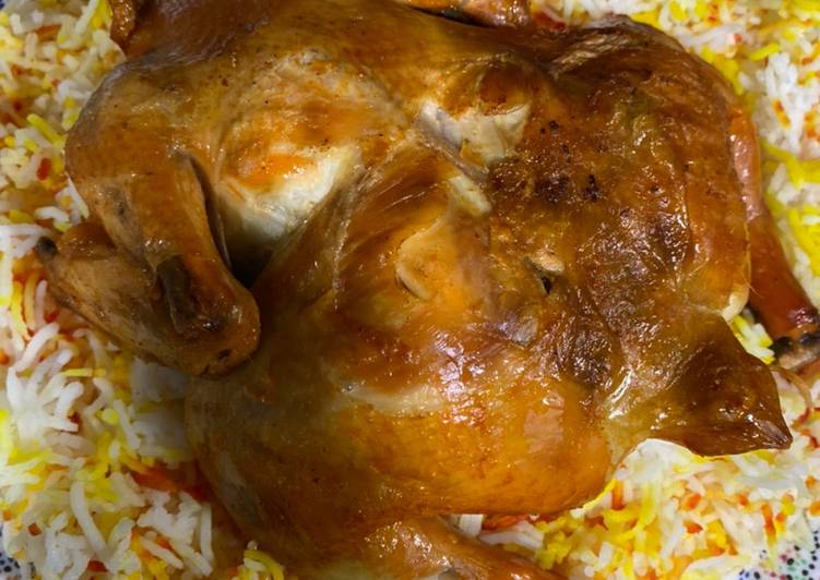 ارز برياني مع دجاج محمر بتتبيله التندوري