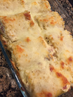 A picture of Chicken Bacon Alfredo Roll Ups.