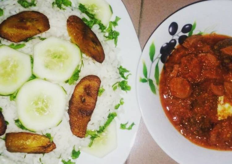 Step-by-Step Guide to Make Any-night-of-the-week Boiled rice with fried plantain and fish stew