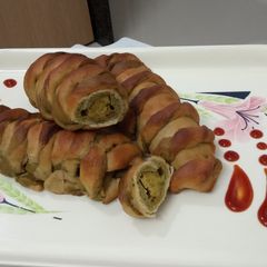 A picture of Baked Spinach Chickpea Cheesy Seekh Kabab Rolls !!.