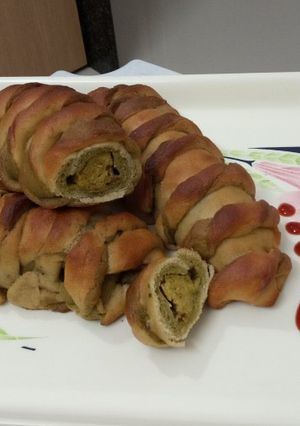 A picture of Baked Spinach Chickpea Cheesy Seekh Kabab Rolls !!.