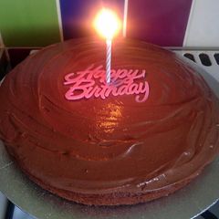 A picture of Vickys Chocolate Birthday Cake, GF DF EF SF NF.
