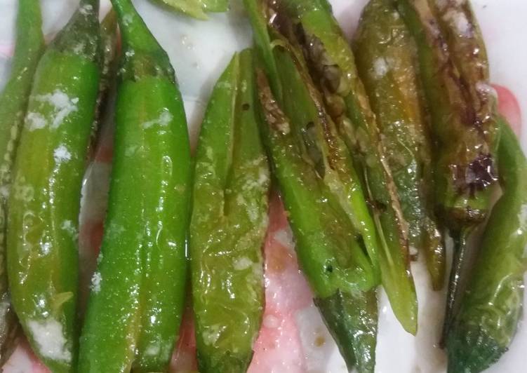 Simple Way to Prepare Fried green chillies