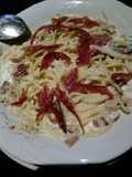 Carbonara with salami
