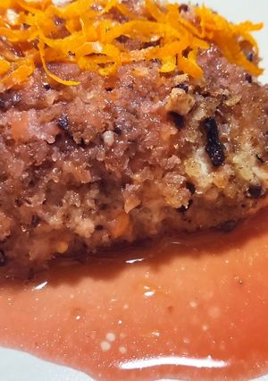 Foto di Filetto di salmone ai porcini e salsa all'arancia tarocco