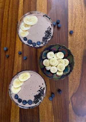 A picture of Blueberry Banana Chocolate Smoothie.