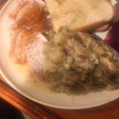 A picture of Turkey with stuffing.