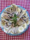 Alici marinate su letto di cetriolo
