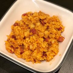 A picture of Puerto Rican Rice with Chick Peas.