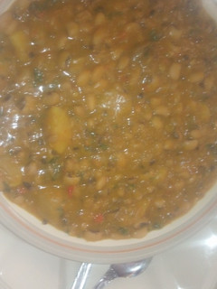 A picture of Beans & sweet potato porridge.