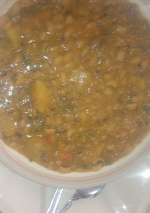A picture of Beans & sweet potato porridge.