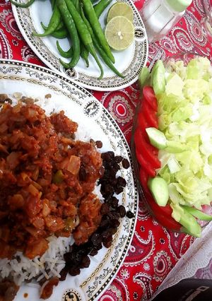 عکسی از دستور عدس پلو 🍴🍷