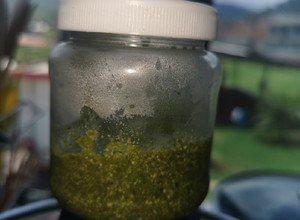 Una foto de Pesto de albahaca y almendras